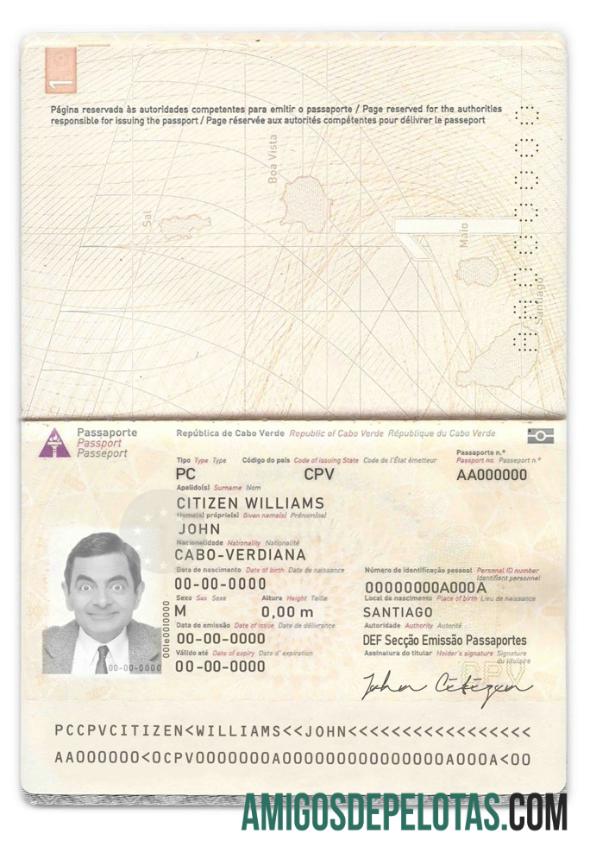 Passaporte de Cabo Verde exemplo